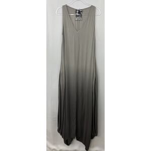 Young Fabulous & Broke Maxi Slip Dress V-Neck Bohemian Gray Ombré SZ M